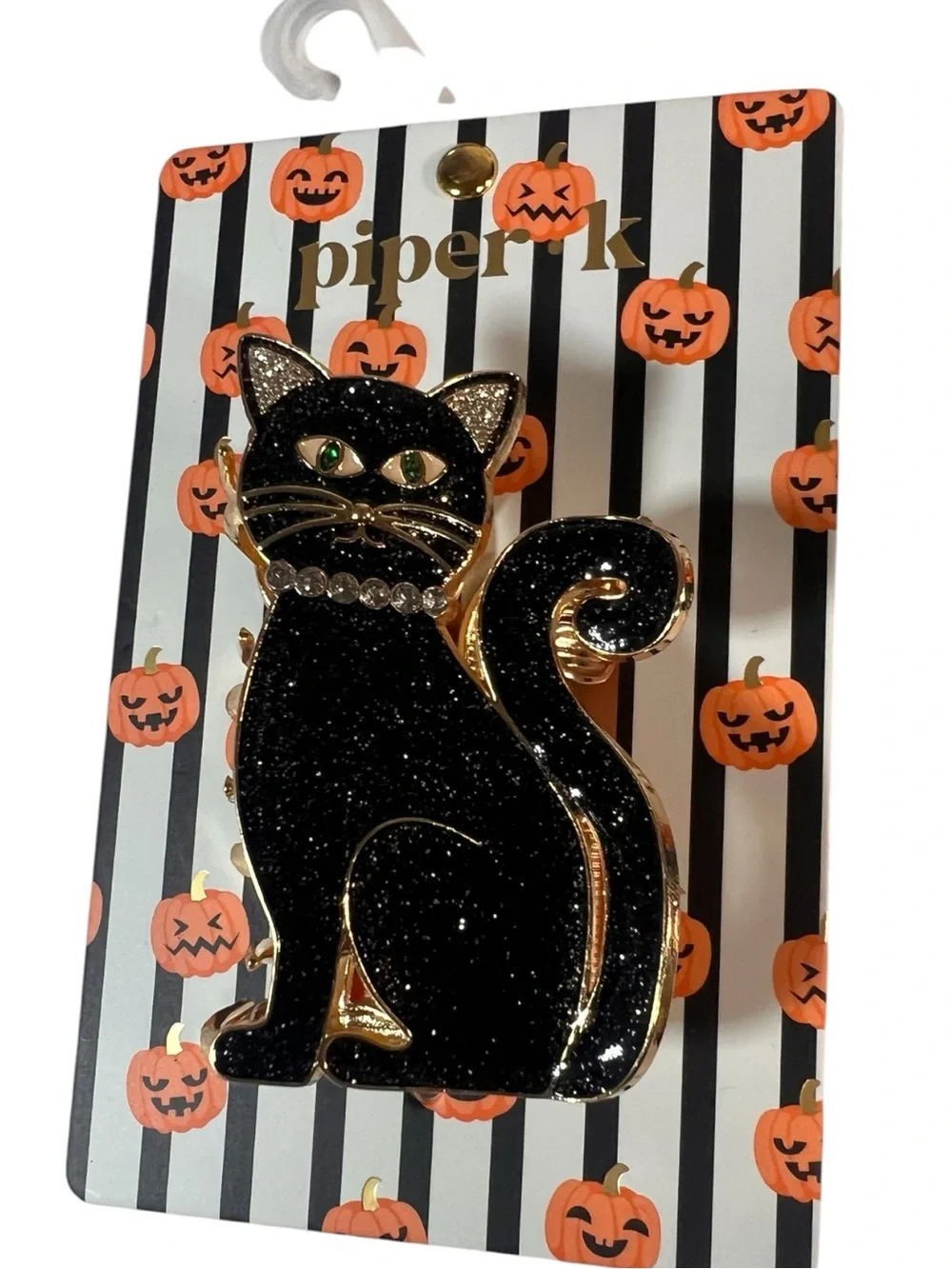 piper•k Halloween Black Cat & Coffin Skeleton Enamel hair clips pick 1